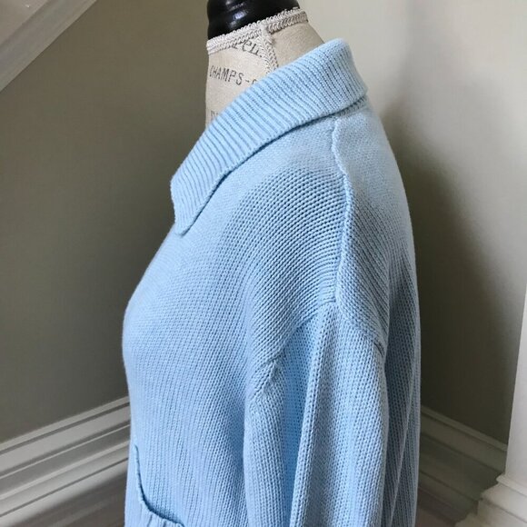 Kinross Split Neck Polo Pullover Sweater Womens Large Blue Cotton Long Sleeve - Picture 8 of 10